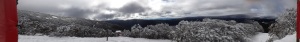 Panorama I took after our first decent snow fall (bottom of a closed run shhhhh!!)